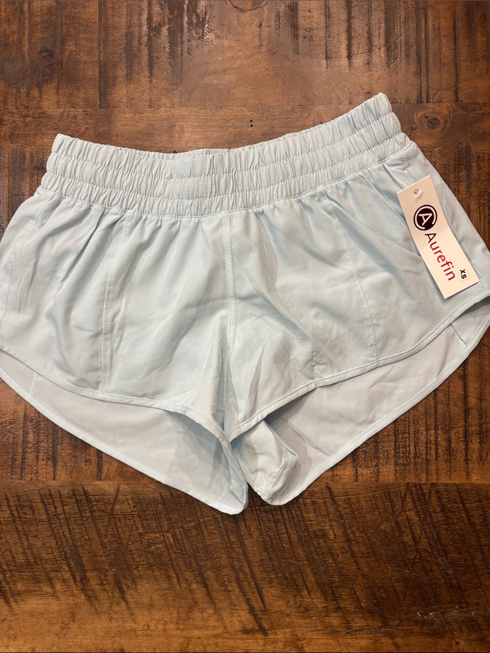 Light Blue Women's Athletic Shorts with Elastic Waist